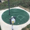 Sump cover at a water treatment works constructed from green QuartzGrip GRP Open Mesh Grating