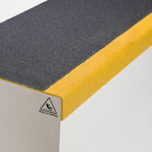 Step on Safety black anti-slip stair tread cover with yellow nosing