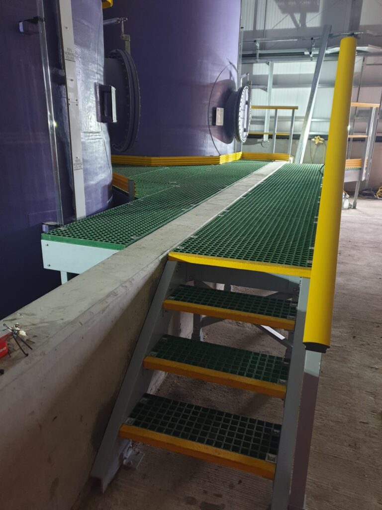 Steps leading up to a bund floor at a water treatment plant