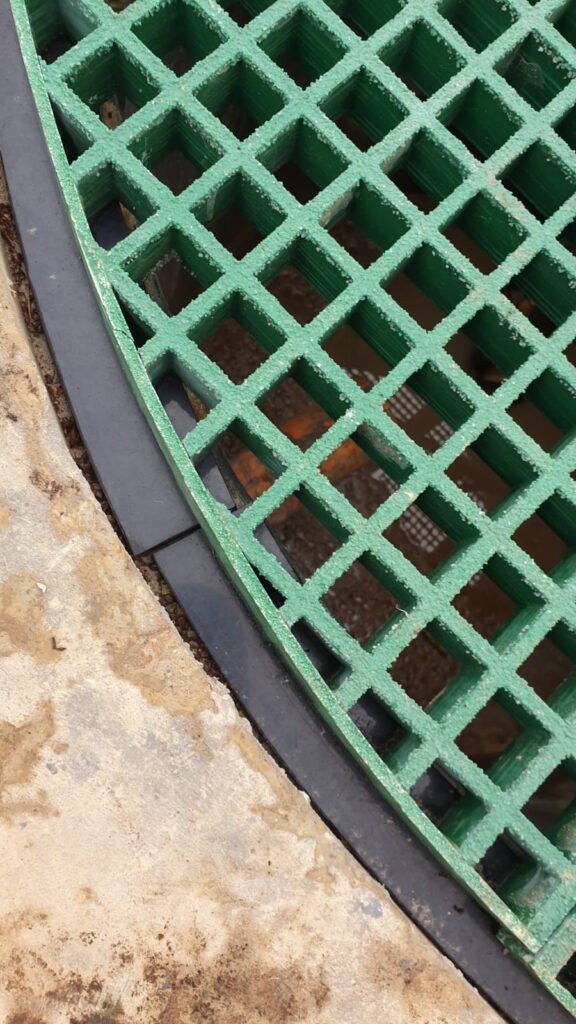 Circular sump covers are edged to ensure a neat finish