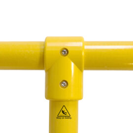 Close-up of a SafeClamp 3-Way Connector connecting two tubes