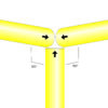Graphic showing how a SafeClamp 3-Way Corner Connector works