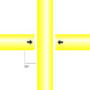 Graphic showing how a SafeClamp 4-Way Connector joins three tubes