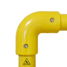 Close-up of a SafeClamp Elbow Connector connecting two tubes