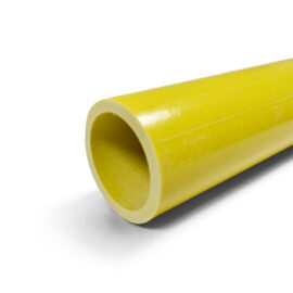 Close up showing the end of a 50mm diameter yellow GRP tube