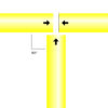 Graphic showing how a SafeClamp Long 3-Way Connector joins three tubes