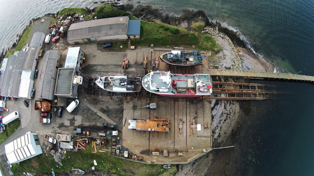 A birdseye view of the slipway at Stornoway before being covered with QuartzGrip Anti-Slip Flooring