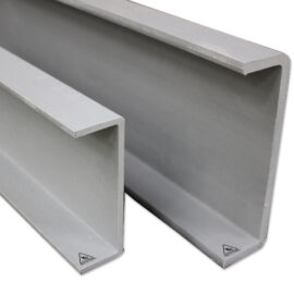 Close-up shotof two sizes of GRP C-Section structural profiles