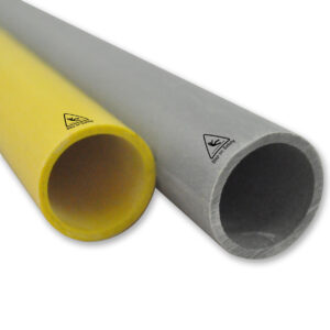 Close up picture of a yellow and grey tube profile