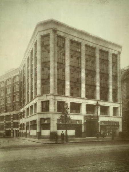 Early black and white photo of Kodak House in London