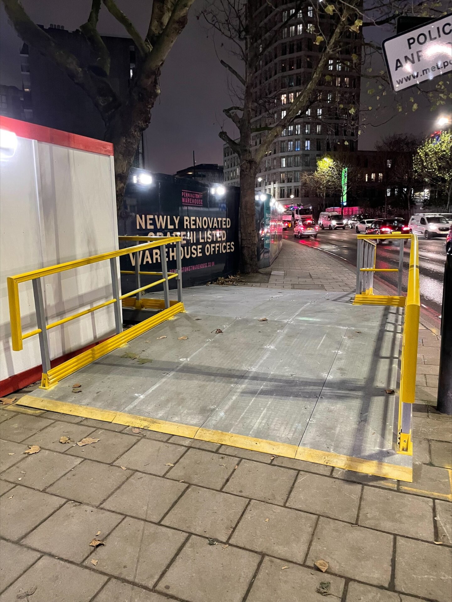 Temporary GRP Access Ramp outside a construction site