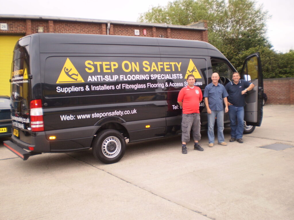 15 years ago Noel, Andy and Steve with the first Step on Safety van