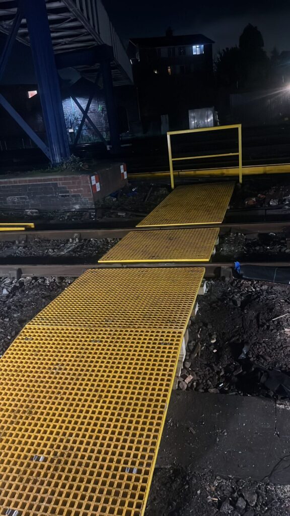 Our TS-X Track Crossing provide a clearly marked, anti-slip place to navigate across depots
